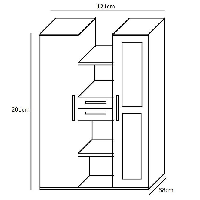 Schrank mit Vitrine Inez 121cm Asche