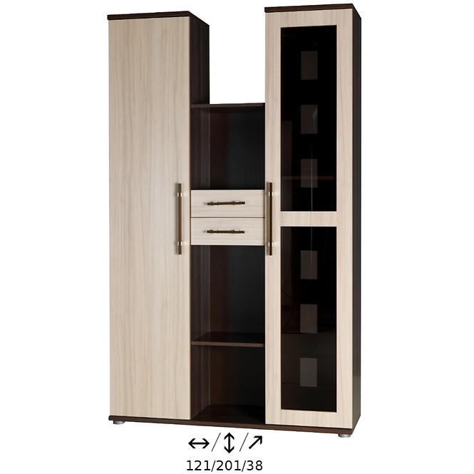 Schrank mit Vitrine Inez 121cm Asche