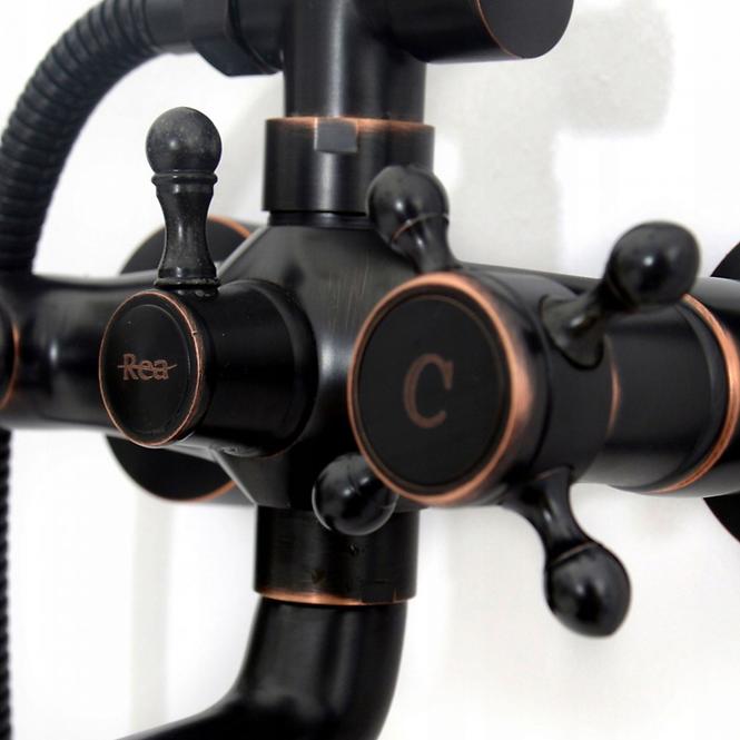 Duschset Retro Rea P2366 Schwarz gebürstete Oberfläche