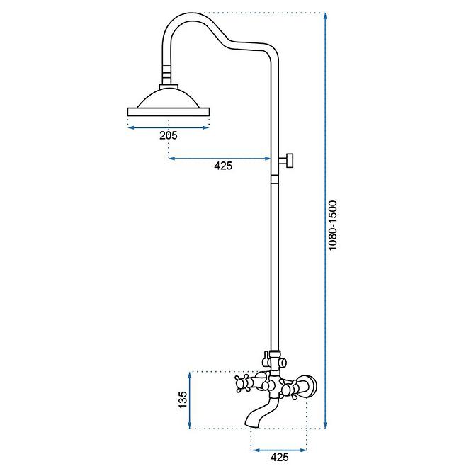Duschset Retro Rea P2366 Schwarz gebürstete Oberfläche
