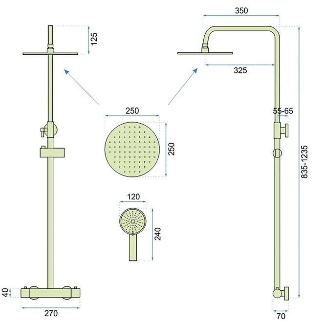 Duschset mit Thermostat Vincent Rea P6600 Schwarz