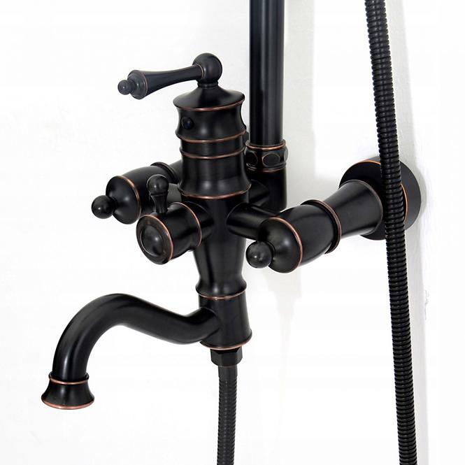 Duschset mit Thermostat Vintage Rea P2367 Schwarz gebürstete Oberfläche