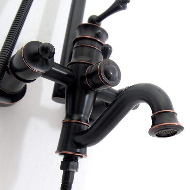 Duschset mit Thermostat Vintage Rea P2367 Schwarz gebürstete Oberfläche