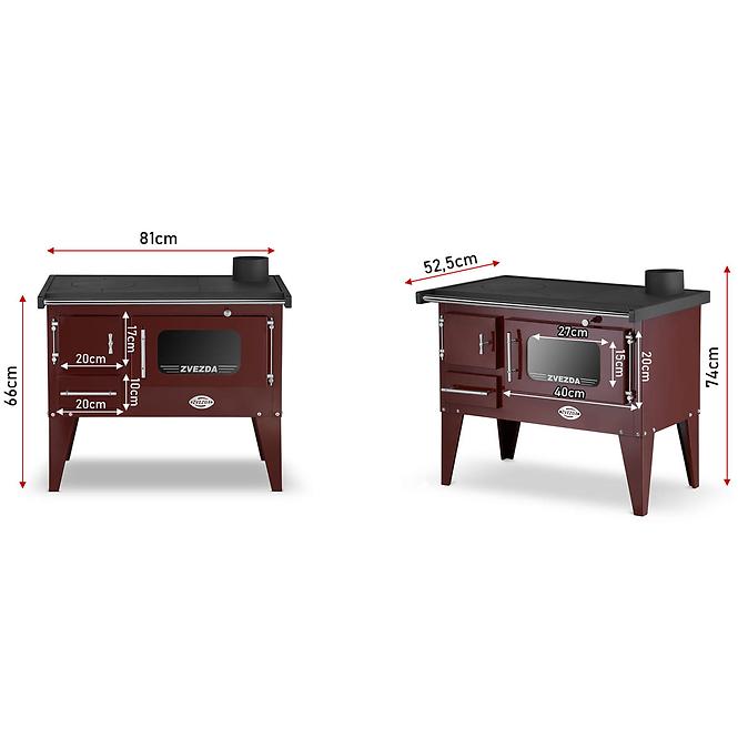 Küchenherd Narodna E 6kW Braun rechts Eco