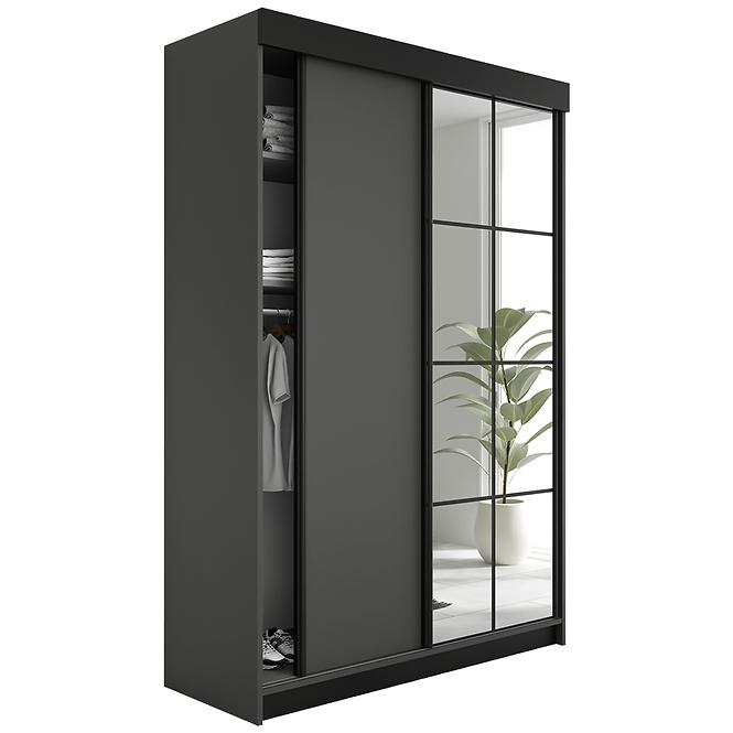 Kleiderschrank Lamaro 138 Grafit-Anthrazit  + schwarze Elemente