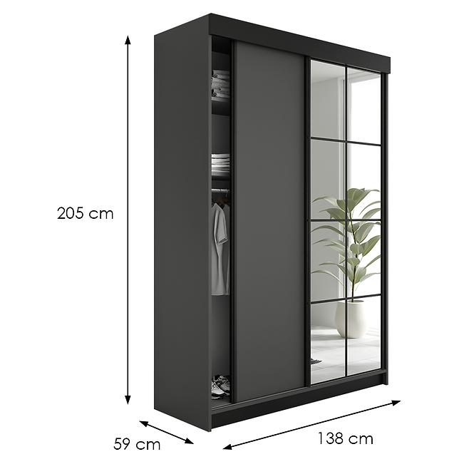 Kleiderschrank Lamaro 138 Grafit-Anthrazit  + schwarze Elemente