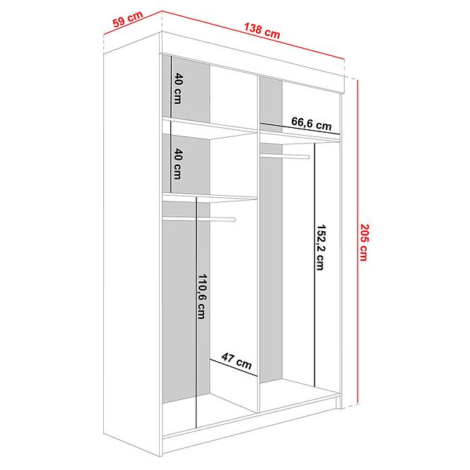 Kleiderschrank Lamaro 138 Grafit-Anthrazit  + schwarze Elemente