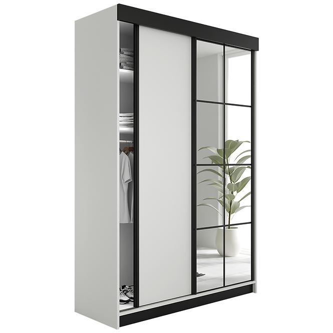Kleiderschrank Lamaro 167 Weiß + schwarze Elemente