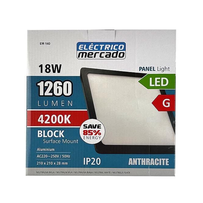 PANEL LED BLOCK 18W 4200K QUADRAT ANTHRAZIT