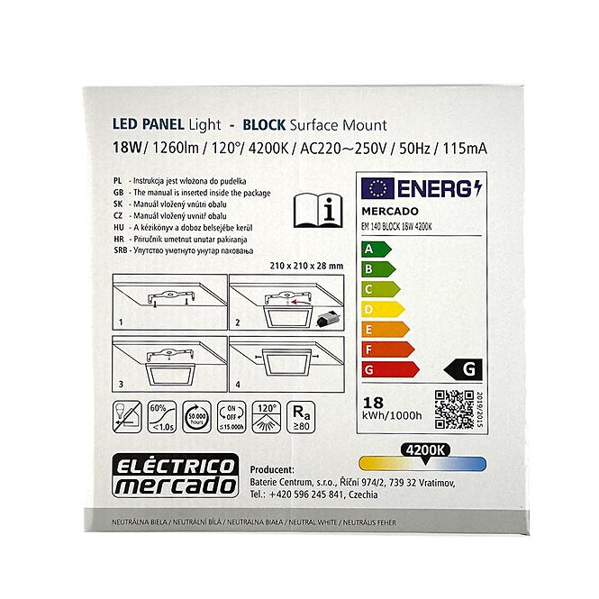 PANEL LED BLOCK 18W 4200K QUADRAT ANTHRAZIT