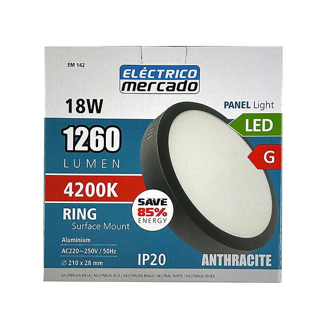 PANEL LED RING 18W 4200K RUND ANTHRAZIT