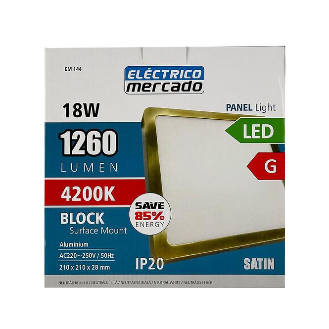 PANEL LED BLOCK 18W 4200K ČTVEREČNÍ SATIN