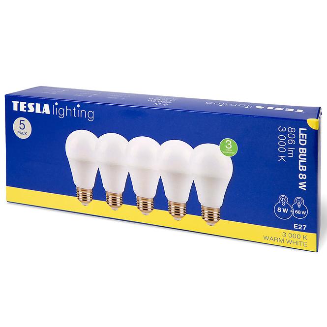 LED Lampe bulb 8W E27 3000K 806LM, 5 pack