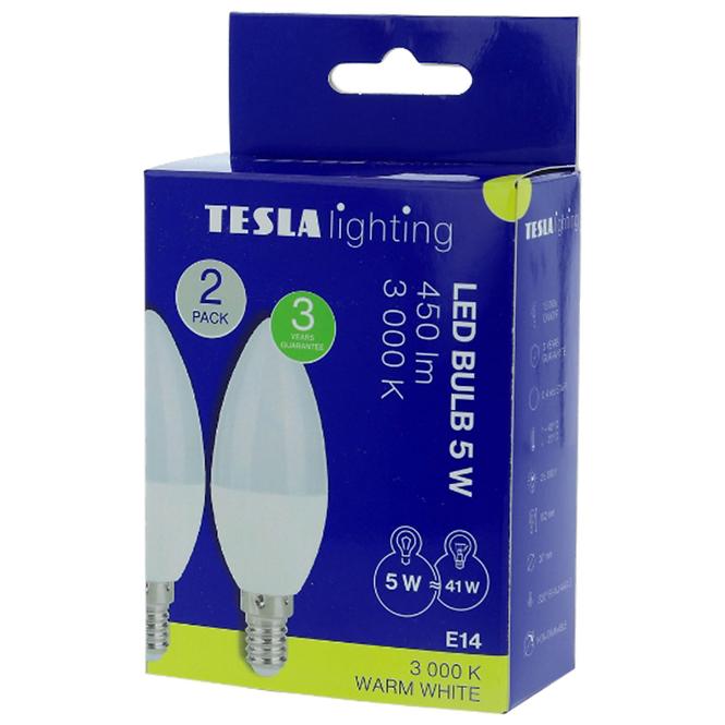 LED Lampe candle Kerze 5W E14 3000K 450LM, 2 pack