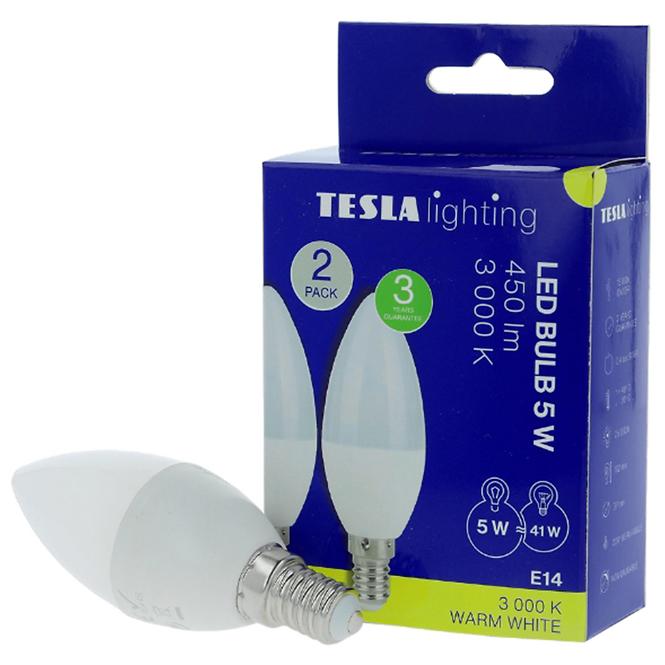 LED Lampe candle Kerze 5W E14 3000K 450LM, 2 pack