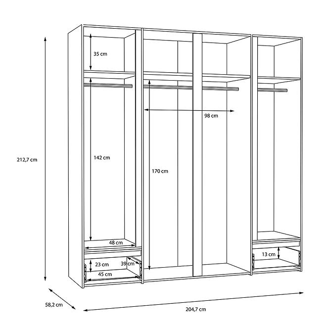 Schrank Whiteheaven 205 cm LNBS3411B-M216 mit Beleuchtung,6