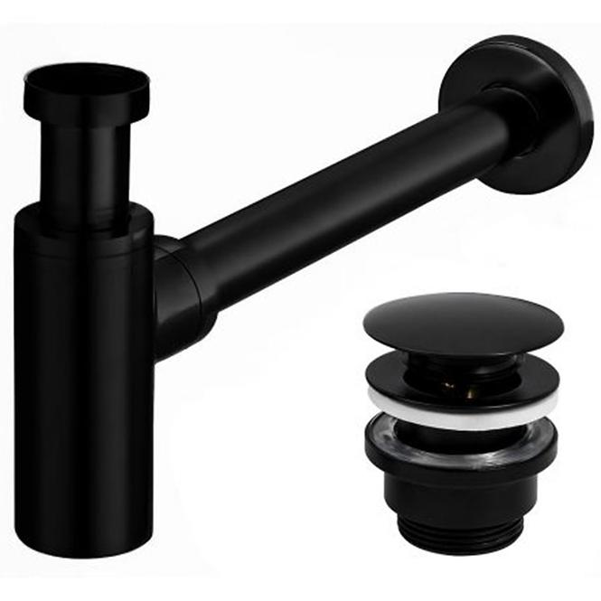 Siphon mit Abfluss klik-klak universal Rea A5215 Schwarz