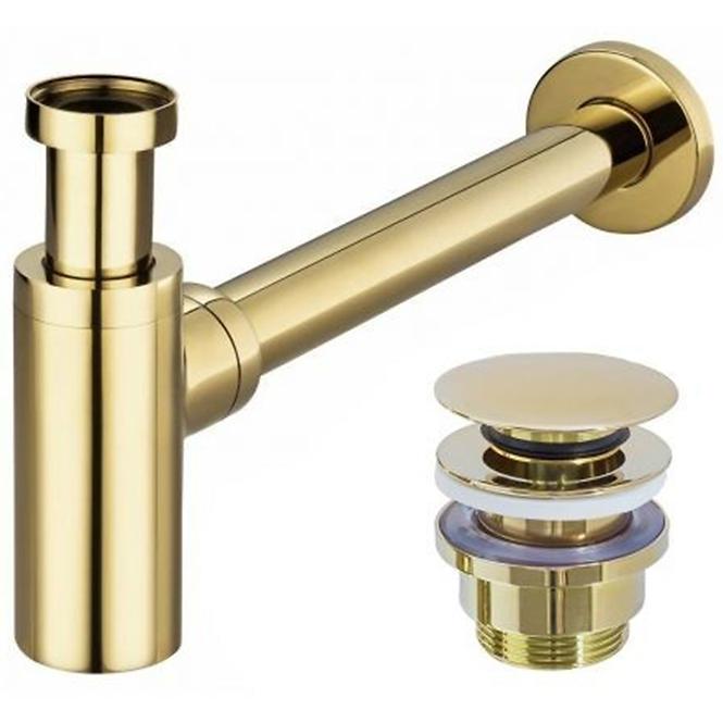 Siphon mit Abfluss klik-klak universal Rea A5692 Gold