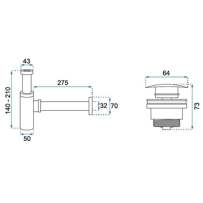 Siphon mit Abfluss klik-klak universal Rea A5692 Gold