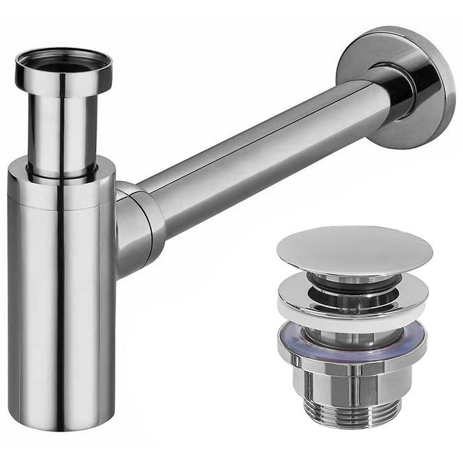 Siphon mit Abfluss klik-klak universal Rea A5693 Chrom