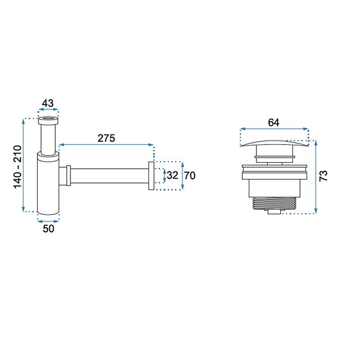 Siphon mit Abfluss klik-klak universal Rea A6952 Weiß