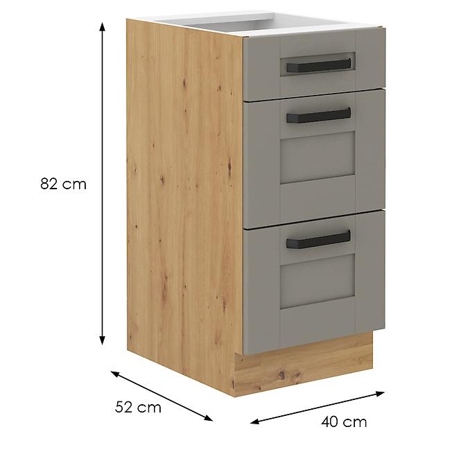 Küchenschrank Luna claygrey/artisan 40D 3S BB