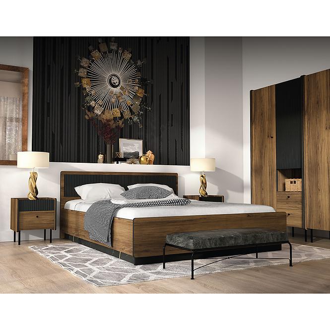 Nachttisch Prestigo P12 Warmia Nussbaum/San Sebastian/Schwarz matt