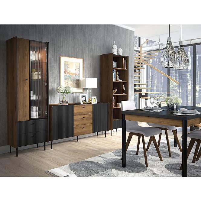 Nachttisch Prestigo P12 Warmia Nussbaum/San Sebastian/Schwarz matt