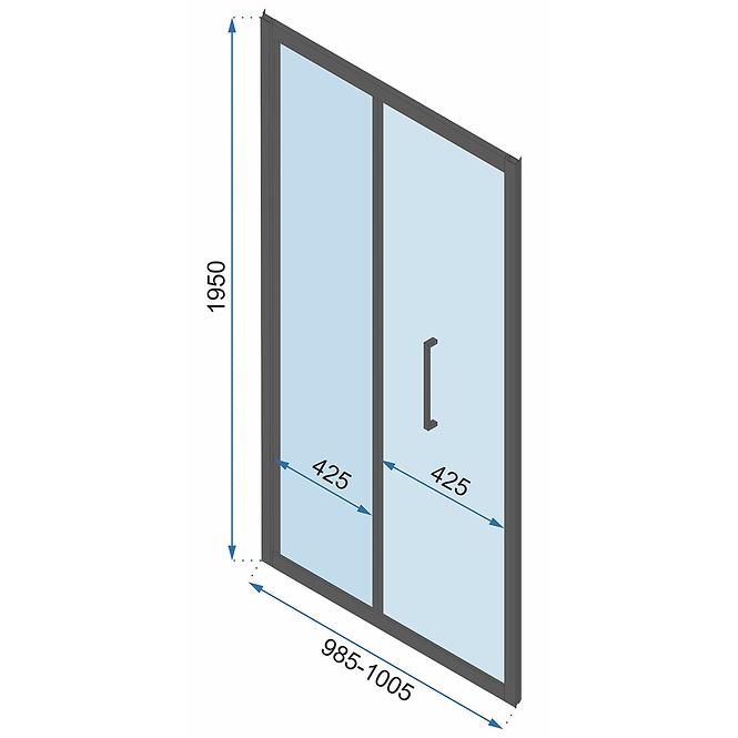 Duschtür Rapid Fold 100x195 black Rea K6418
