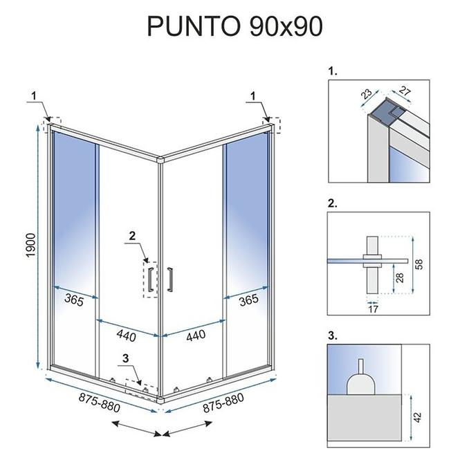 Duschkabine Punto Rea K0867 90x90x190 chrom