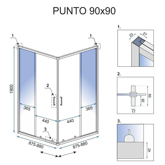 Duschkabine Punto Rea K4801 90x90x190 black