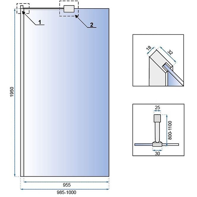 Duschwand Walk-in Aero ˝N˝ Rea K7551 100x195 chrom