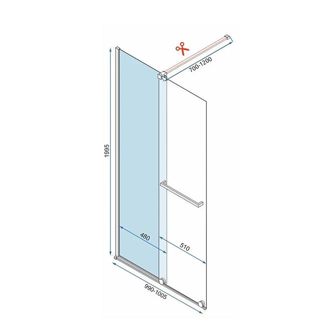 Duschwand Walk-in Cortis Rea K7210 100x200 chrom