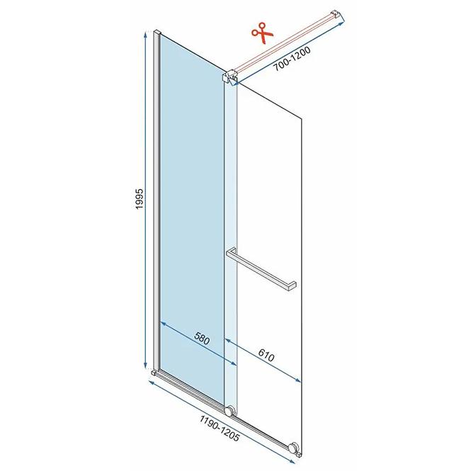 Duschwand Walk-in Cortis Rea K7211 120x200 chrom