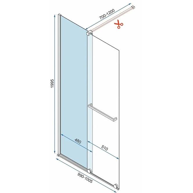 Duschwand Walk-in Cortis Rea K8484 100x200 gold