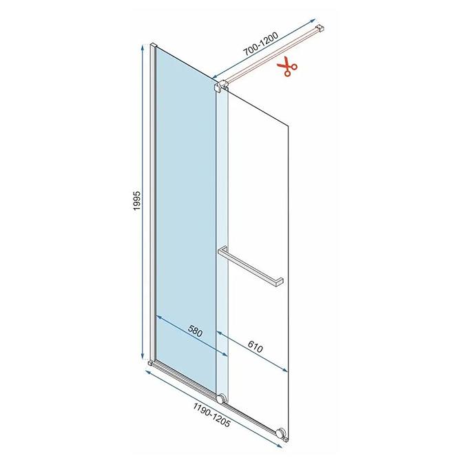 Duschwand Walk-in Cortis Rea K8485 120x200 gold