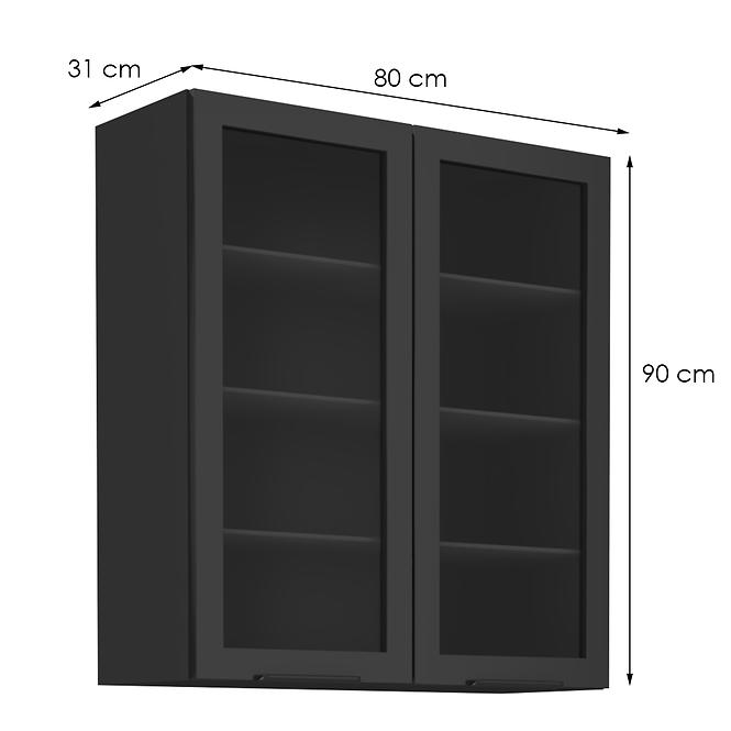 Küchenschrank Siena schwarze Matte 80gs-90 2f