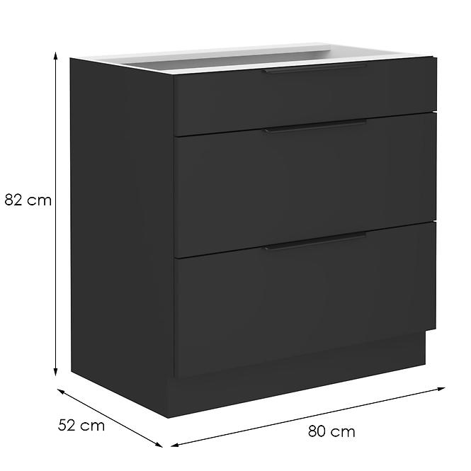 Küchenschrank Siena schwarze Matte 80d 3s bb