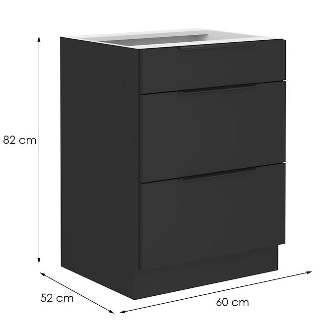 Küchenschrank Siena schwarze Matte 60d 3s bb