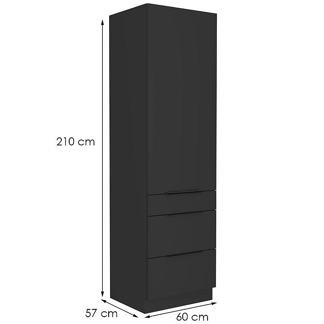 Küchenschrank Siena schwarze Matte 60dks-210 1f 3s,2