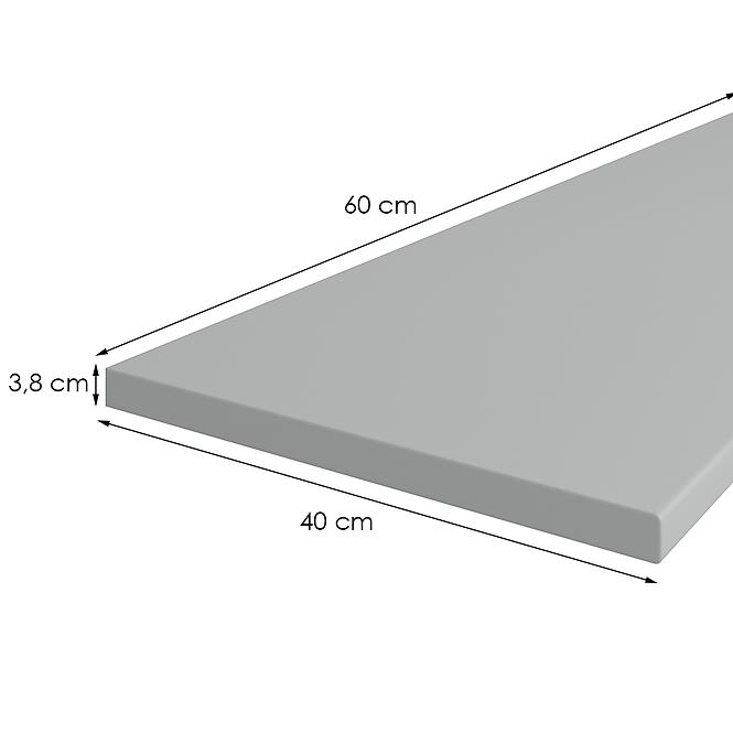 Arbeitsplatte 40 cm/38 mm inox grau F76112