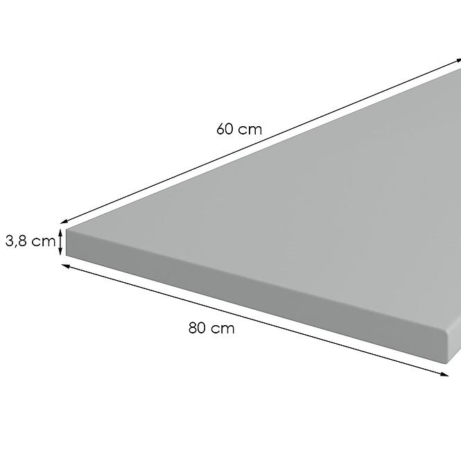 Arbeitsplatte 80 cm/38 mm inox grau F76112