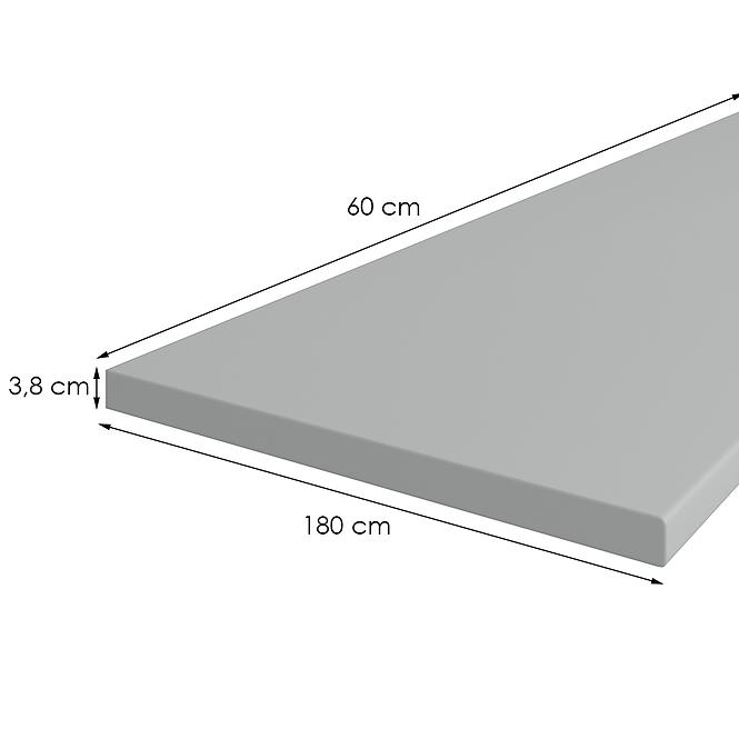 Arbeitsplatte 180 cm/38 mm inox grau F76112