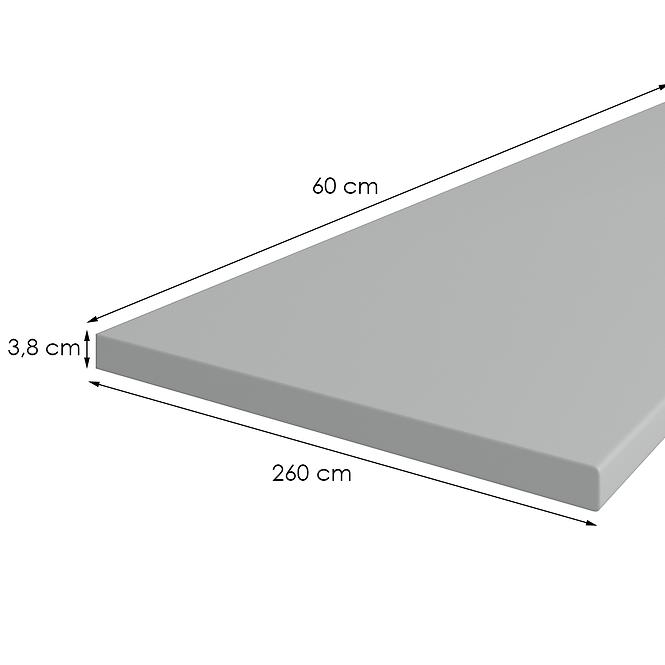 Arbeitsplatte 260 cm/38 mm inox grau F76112
