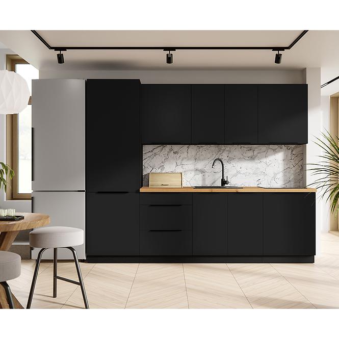Küchenzeile Siena Matt-schwarz 260 ohne Arbeitsplatte