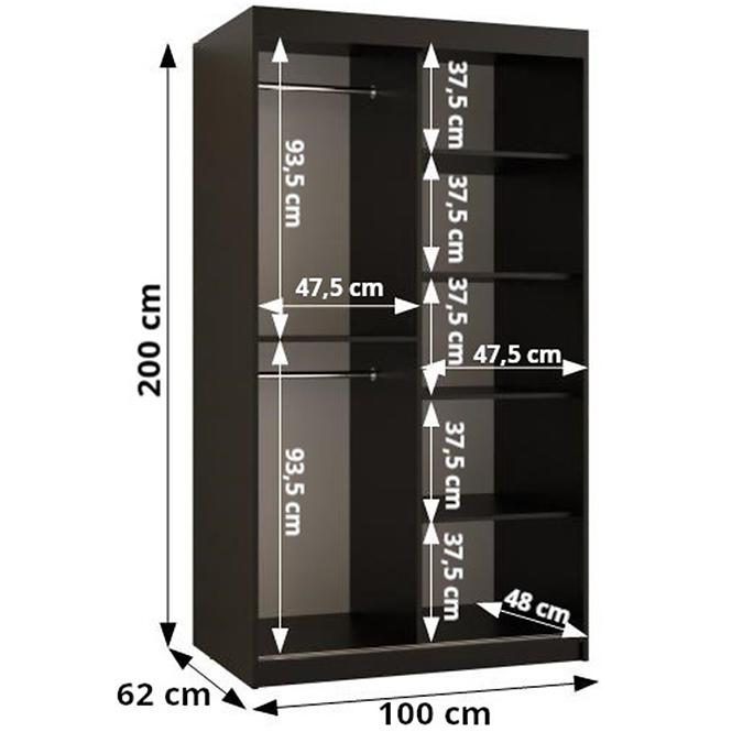 Schrank Rawang Slim Tanne 1 100 weiß/schwarz