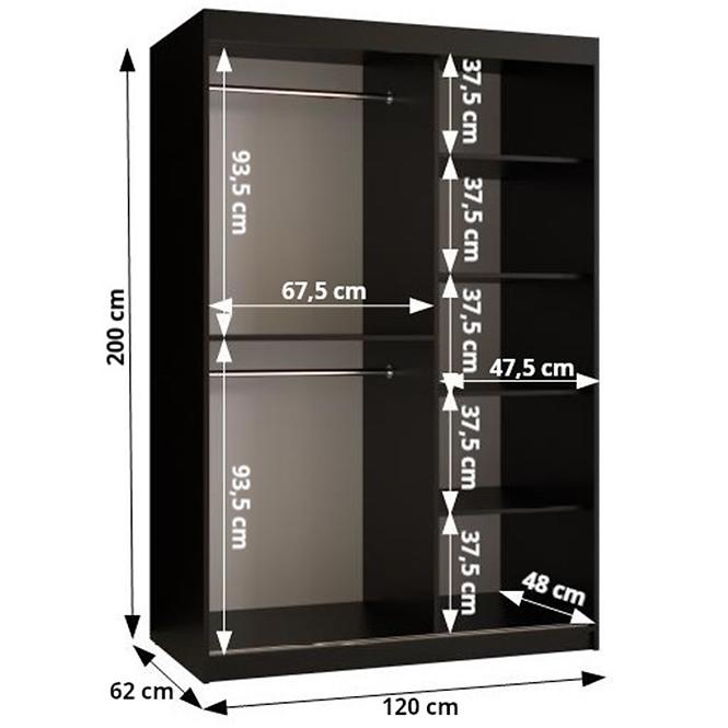 Schrank Rawang Slim Tanne 1 120 weiß/schwarz