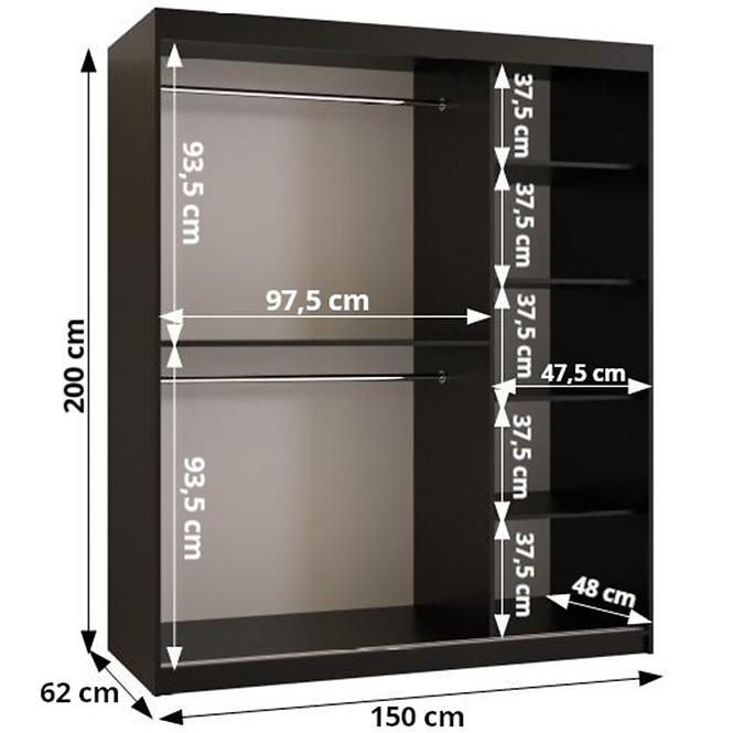 Schrank Rawang Slim Tanne 1 150 weiß/schwarz