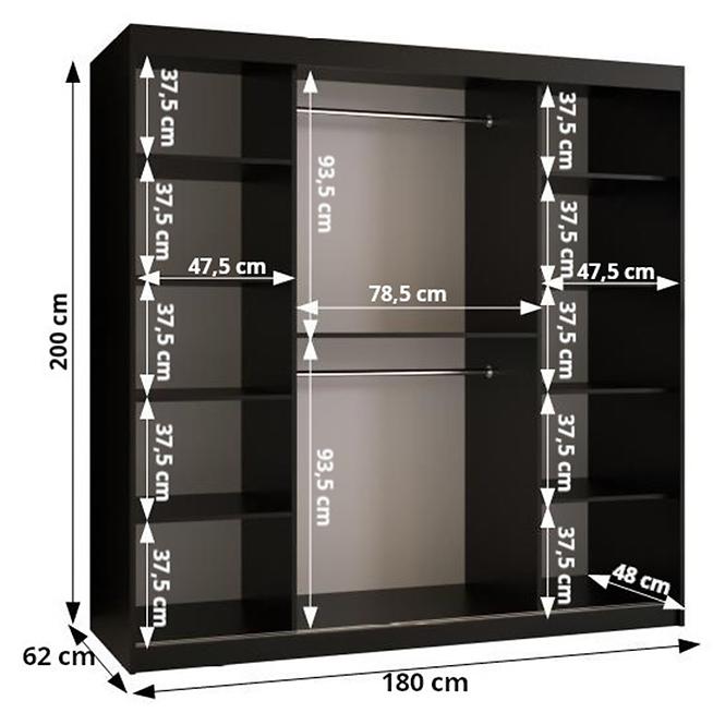 Schrank Rawang Slim Tanne 1 180 weiß/schwarz