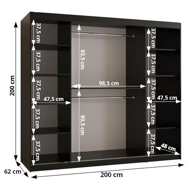 Schrank Rawang Slim Tanne 1 200 weiß/schwarz